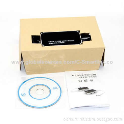 2-in-1 USB3.0 Hubs with 3 Hubs Port and 1 Ethernet Port, Speed of 5Gbps, 100/1,000Mbps